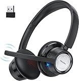 New Bee Wireless Headset, Bluetooth Headset mit Mikrofon Geräuschunterdrückung 20 Stunden Sprechzeit Kopfhörer Kabellos Bluetooth V5.0 mit USB Adapter für PC Skype Zoom Laptop Computer Telefon