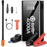 4000A Starthilfe Powerbank mit 150PSI Kompressor, 4-in-1 Auto Starthilfe Powerbank, 12V Jump Starter für 8.0L Benzin und 6.0L Dieselmotor, Batterie Booster intelligentem Kabel, LED Taschenlampe,QC 3.0