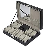 JTRHD Mehrzweck-Schmuckschatulle, schwarz, 8 Stück, Uhren-Organizer, Aufbewahrungsbox für Kommode, Schlafzimmer