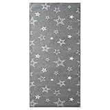 KARAT Teppichläufer Dots&Stars - 80 x 200 cm - Kinderteppich für Jungen und Mädchen - Spielteppich, Teppich für Kinderzimmer, Wohnzimmer, Schlafzimmer (Grey Stars)