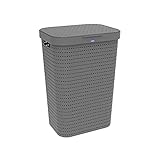 Rotho Country Wäschesammler 55l mit Deckel in Rattan-Optik,...