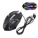 Yunir Kabelgebundene Gaming-Maus 1000 DPI RGB 3 Tasten, Ergonomische Gaming-Maus mit Anpassbarer Beleuchtung für PC-Laptop, Schnelle Bedienung