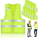 Mkitnvy Warnwesten Auto 10 STK, Warnweste Pannenweste Warnwesten Neongelb Sicherheitsweste Westen Auto, Weste Neongelb Reflektierend High Visibility Vest für Autofahrern Fahrern Arbeitskräften