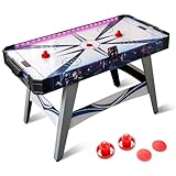 GOPLUS 137 cm Air Hockey Tisch, Hockey Spieltisch mit LED Elektronischer Punkteanzeige & Lichtern, Tischhockey mit 2 Pucks, 2 Schiebern, für Spielzimmer, Zuhause, Büro