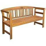 JUNZAI Gartenbank, Terrassenmöbel, Parkbank, Garten Banken, Gartenmöbel, Outer Banks, Balkonmöbel, Outdoor Wetterfest, 157 cm Massivholz Akazie