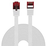 BIGtec Ethernet LAN Kabel 7,5m Flexibles flaches Netzwerkkabel Patchkabel weiß flachband Cable Gigabit DSL ISDN Flachbandkabel Verlegekabel RJ45 Stecker