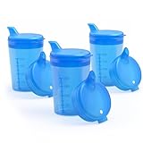 Horn Medical 3er Pack 250ml Erwachsenen Schnabelbecher-/Trinkhilfe-Sets mit je zwei Deckeln (große & kleine Öffnung) pro Set - Farbe wählbar (blau)