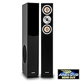 auna Linie 501 FS BK - 3-Wege Standlautsprecher Boxen, Passive HiFi Lautsprecher Standboxen, 140 W RMS, 8' Tieftöner, 2x4 Mitteltöner, 1' Hochtöner, schwarz