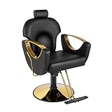 Verstellbarer Friseurstuhl mit Liege, 360° drehbar, multifunktional, Haarstylistenstuhl zum Shampoonieren und Tätowieren, ergonomisches Design, Schwarz