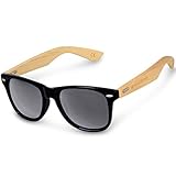 Navaris Holz Sonnenbrille UV400 - Unisex Damen und Herren Brille mit Bambus Bügeln - Holzbrille mit Etui - unterschiedliche Farben