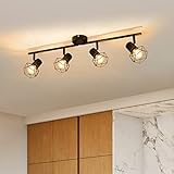 Eofiti Deckenstrahler 4 Flammig E14 Deckenleuchte Strahler Schwarz Schwenkbar Deckenlampe Spot aus Metall Retro Spotleuchten Spotbalken für Schlafzimmer Küche Flur max. 28 Watt Ohne Leuchtmittel