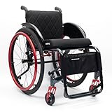 Selbstfahrender Sportrollstuhl,Leichtgewicht-Rollstuhl aus Aluminiumlegierung,Premium Transportrollstuhl, Belastbarkeit 100 Kg,Rollen mit Ein-Knopf-Auszug,Höhenverstellbar(Seat width 42cm/16.5in,C)