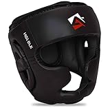 AQF Kopfschutz Boxen, Boxing Gesichtsschutz, MMA Kickboxen Kampfsport Helm, Muay Thai Schutzhelm, Box Training Headgear Schoner, Boxhelm Für Taekwondo, Sparring Karate, Schwarz Head Guard (M)