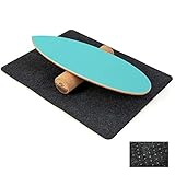 COSTWAY Balance Board aus Holz, Balancebrett, Balance Trainer Trickboard für zuhause, inkl. Korkrolle, Balance-board aus 8 hochwertigen Holzschichten gepresst