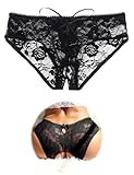 ohmydear Erotische Damen Höschen Große Größen Slip Ouvert für Frauen Crossover Strap String Tanga Offener Schritt Reizwäsche Crotchless Underwear for Women 1 Pack Schwarz