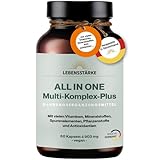 ALL-IN-ONE Multi-Komplex-Plus, die einzigartige Qualitätsmischung der deutschen Marke LEBENSSTÄRKE. Hochwertiges Multivitamin-Komplex mit vielen Vitaminen, Mineral- und Pflanzenstoffen