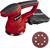 Einhell Exzenterschleifer TC-RS 38 E (380 W, Schleifteller Ø 125 mm, Drehzahlregelung, Staubfangsack, Klett-Schleifpapier), Rot, Schwarz