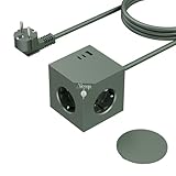 PD20W Power Steckdosenwürfel mit 3 USB, Magnetischer Fuß Würfel Mehrfachsteckdose, 6-in-1 steckdosenleiste mit Schalter, 3680W/16A Power Cube Wandsteckdose Steckdosenadapter für Büro,Hause