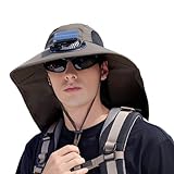 Sonnenhut mit Solarventilatoren, Solarenergie, USB-Aufladung, Kopfbedeckung, wasserdichte Nackenklappe für Wandern, Strand, Outdoor, Gartenarbeit, Angeln, Grün