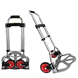 CEEDIR Aluminium Sackkarre Transportkarre bis 80kg Stapelkarre Handkarre Karre höhenverstellbarer Griff Trolley Rucksack mit Anti-Rutsch Ladefläche und Rädern