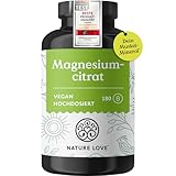 NATURE LOVE® Magnesiumcitrat – 2.320 mg Magnesiumcitrat (davon 360 mg elementares Magnesium) – 180 Kapseln – hochdosiert, laborgeprüft, ohne Zusätze, vegan & in Deutschland produziert