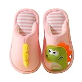 Hausschuhe Kinder Baumwolle, Plüsch Slippers Mädchen 30 Badelatschen Kawaii Pantoffeln Rutschfest Badeschuhe Cartoon-Dinosaurier Kinderschuhe Indoor Outdoor Leicht Badeschlappen 5-13 Jahre