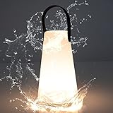 GOODS+GADGETS LED Outdoor Tisch-Lampe kabellos mit 1200 mAh Akku Leuchte USB aufladbar; wasserdichte Außen-Tischleuchte mit Aufhängung (LED-Lampe mit Aufhängung)