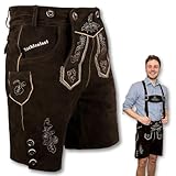 Trachtenlust Herren Lederhose, traditionelle Trachtenhose in Hellbraun und Dunkelbraun, Größen 46-58