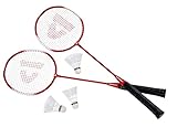 Donnay Badminton Set - Badmintonschläger Badmintonbälle Federball - Farbe rot