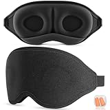 Aosun Schlafmaske für Seitenschläfer, 2025 Upgrade 3D Augenmaske Schlafmasken für Herren und Frauen, 100% Lichtblockierende Schlafbrille mit Verstellbarem Gummiband für Reisen (Schwarz)