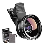 2-in-1 Universal Handy Kamera objektiv, Handy objektiv Set, 12,5X Macro Lens, 0,45X Weitwinkel, Nano Zoom 200X, Makroobjektiv für die meisten Smartphones