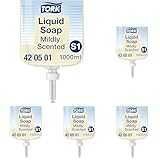 Tork Mild Duftende Hand Flüssigseife S1, Frischer Duft, 1 Flakon, 1 ml, 420501 (Packung mit 5)