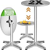 Casaria® Stehtisch 2er Set Klappbar Höhenverstellbar 70cm / 115cm Hoch Aluminium Rund Ø 60cm Wetterfest Outdoor Garten Bistrotisch Bartisch Partytisch