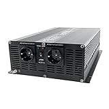 SOLARTRONICS Spannungswandler NM3000 12V 3000 Watt SCHWARZ - 6000 Watt Spitzenleistung - Wechselrichter 12v auf 230v - Blei- oder AGM-Batterie kompatibel - mit Schuko- & USB Anschluss