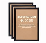 Beutrain 3 Pack Bilderrahmen 40x60 Schwarz,Rahmen Für Hoch- und Querformat,Holz Fotorahmen 40x60 zum Aufhängen,Posterrahmen Benutzt für Fotos, Bilder, Puzzles, Poster