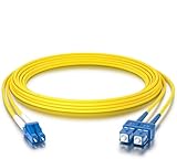 10Gtek SC zu LC OS2 Singlemode Duplex 10-Meter, LWL Glasfaser Patchkabel Fibre Optic Patch Cable 9/125μm LSZH, Yellow