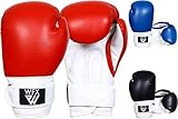 Kinder-Boxhandschuhe für Kampfsport, Sparring, Junior-Handschuhe, strapazierfähiges Leder, MMA-Training, Boxhandschuhe, Muay Thai, Kickboxen, Jungen und Mädchen, Rot, 118 g