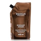 Jean & Len Shampoo Feuchtigkeit Rosemary & Ginger, Nachfüllbeutel, für trockenes & sprödes Haar, reinigt & pflegt spürbar, würzig-frischer Duft, ohne Silikone und Parabene, Nachfüllpack 600 ml