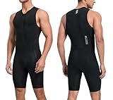 Santic Herren Triathlonanzug Gepolstert Einteiler Ärmellos Pro Triathlon-Anzug Rennsport Trisuit Kurzarm Radsportanzug für Radfahren Schwimmen Laufen Schwarz M