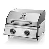 TAINO PLATINUM COMPACT Tischgrill 2 Brenner Gasgrill Edelstahl Kompakt Camping BBQ
