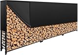 WIELS® Brennholzregal außen 300x25x115cm, Kaminholzregal Metall + Abdeckung, Kaminholzunterstand 1050kg Wasserdichter Holzlager Holzstapelhilfe für Garten Terrasse (300x25x115cm)