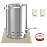 FIVMEN Poolheizung mit Feuer Poolheizung Feuertonne Poolofen Edelstahl mit Heizspirale und 32/38mm Anschlüsse Brennholz Pool Heizung Beheizt Feuer Eimer Schwimmbadheizung