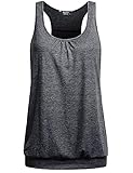 UNibelle Tank Top Damen Yoga Tolle Shirts Sport Racerback Lauf Tanktop Ärmellos Oberteil Basic-Top, Dunkelgrau, XL