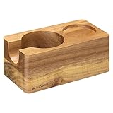 Navaris Tamperstation 58mm aus Akazienholz - Holz Tamper Station für Siebträger - Abklopfbehälter Abklopfer - Barista Zubehör - natur braun