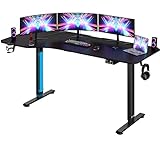 Casaria® Höhenverstellbarer Schreibtisch 160x75 cm elektrisch mit Kopfhörerhalter Tassenhalter Modern Büro Gaming PC Computer Tisch Schwarz Carbon-Optik