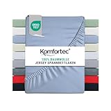 Komfortec Spannbettlaken Jersey 100% Baumwolle – 140x200 cm – 135g/m² – Weich, Atmungsaktiv & Hautfreundlich – Mit Rundumgummi – Oeko-Tex Zertifiziert – Für Boxspring, Topper & Matratzen – Hellblau