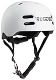 Rugged Leichter Inmold Helm I Grössenverstellbar I Magnetverschluss I belüftet für Stunt-Scooter I Skateboard I Inlineskates I Fahrrad I BMX I Dirt I E-Scooter (Weiß, L = (58-61cm)