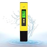 PH Messgerät, PH Wert Messgerät, PH-Tester, PH Meter mit LCD Anzeige, PH Tester Tragbarer, für Wasser, Aquarium, Teich, Pool Digital, Hohe Genauigkeit, 0.00-14.00 pH-Meter Messer (Gelb)