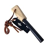 VÅRDKAS Ferro Rod Feuerzeug Starter mit Holzgriff und Schläger – kompakter 6,5 cm Feuerstahl unverzichtbar für Survival Bushcraft Wanderausrüstung – Ferrocerium Magnesium Compound 15.000+ Schläge