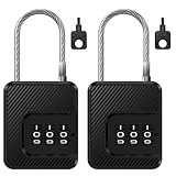 Larimuer 3-stelliges Kombinations-Kabelschloss – Sicherheits-Vorhängeschloss mit flexiblem Stahlkabel für Reisegepäck, Koffer, Taschen, Schränke (2er Pack)
